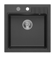 Zlewozmywak granitowy jednokomorowy, 50x52cm, czarny