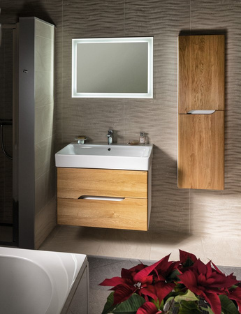 Zestaw łazienkowy MEDIENA 80, biały mat/dąb natural