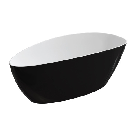 BARCELONA M+ wanna wolnostojąca, 170 x 77 cm, biały/czarny połysk
