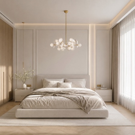 Lampa wisząca CHIC-6, 90 cm - biało złota nowoczesna lampa do salonu