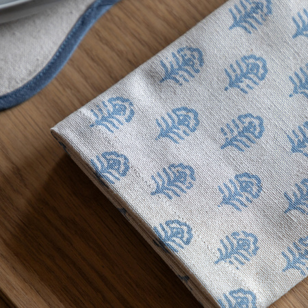 Fleur Floral Stamp Napkins Blue 4pk 450x450mm