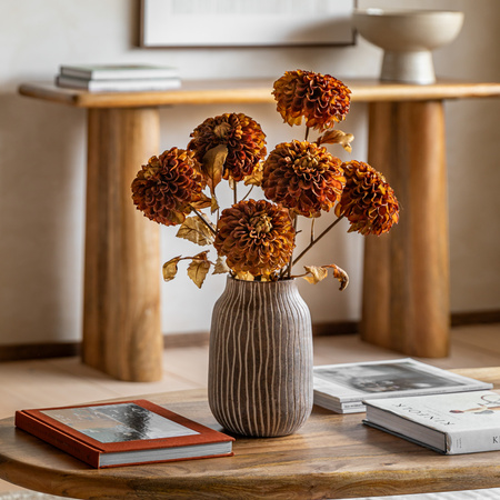 Faux Stem Dahlia Burnt Orange 730mm (6pk)