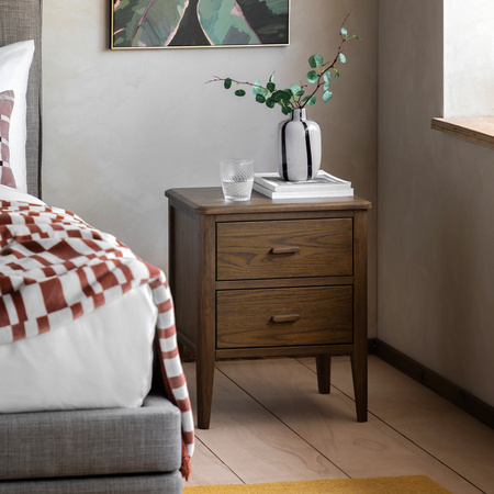 Camden 2 Drawer Bedside Walnut 450x400x550mm
