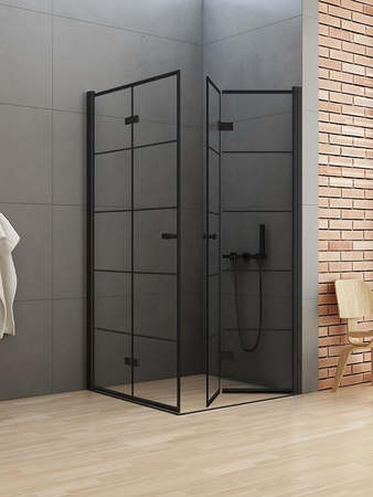 KABINA NEW SOLEO BLACK KWADRATOWA U 90x90x195 KRATKA - CZYSTE 6mm ACTIVE SHIELD