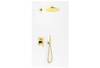 EXPERIENCE Gold Brushed zestaw prysznicowy z deszczownicą 25cm i słuchawką