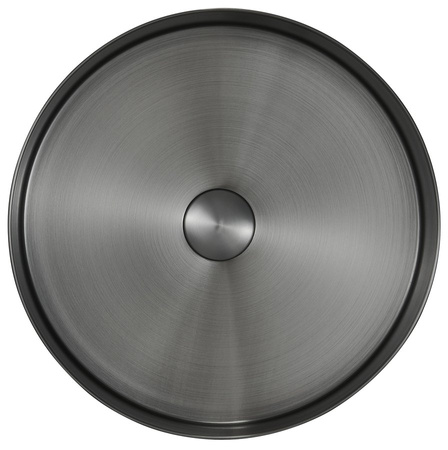 AURUM umywalka ze stali nierdzewnej, średnica 38cm, z korkiem, gun metal