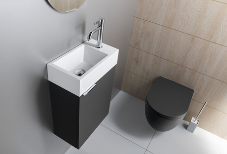 AMAROK umywalka kompozytowa 40x22cm, biała, bateria z prawej strony