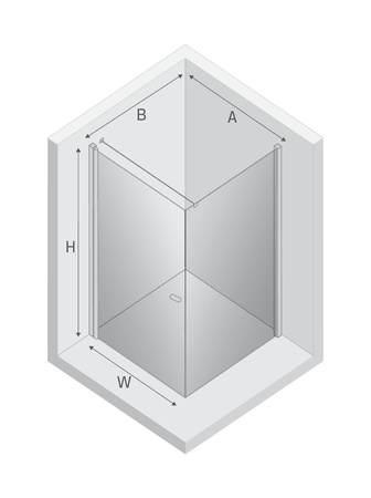 Kabina prysznicowa NEW SOLEO GUNMETAL BRUSHED 1D kwadratowa U 100x100x195 szkło czyste 6mm Active Shield 2.0 - wsp. równoległy