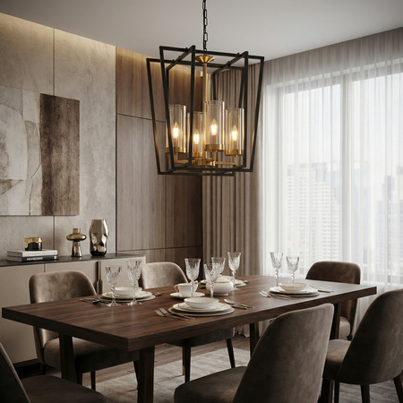 NOWOCZESNA LAMPA WISZĄCA CZARNO-ZŁOTA ARES W4