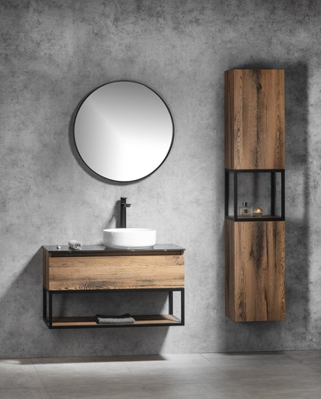 SKARA słupek wysoki 35x171x32cm, 2 drzwiczki, lewy/prawy, czarny mat/dąb Collingwood