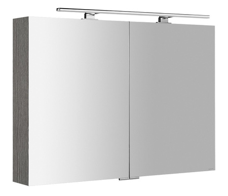 MIRRÓ szafka z lustrem z oświetleniem LED, 100x70x16cm, dąb srebrny