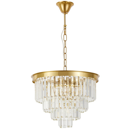 NOWOCZESNY ŻYRANDOL KRYSZTAŁOWY MOSIĘŻNY CAPRIA D40