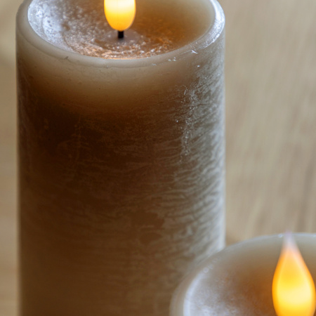 LED 1 Wick Candle Greige 3pk 70x70x150mm
