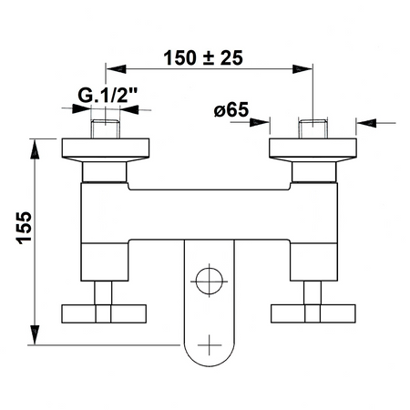 TRAX bateria wannowa ścienna, chrom
