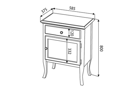 RETRO szafka 60x80x38cm, starobiała, prawa