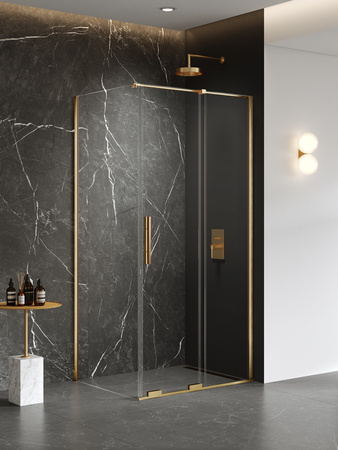 Kabina prysznicowa SMART GOLD BRUSHED 1D prostokątna U 110x100x200 szkło czyste 8mm Active Shield 2.0