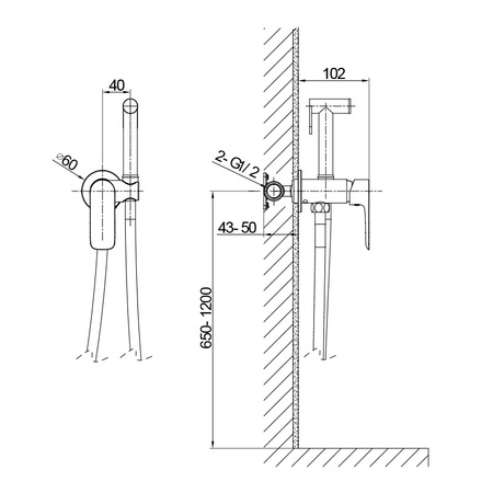 Bateria bidetowa podtynkowa Spark Brushed Gold