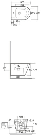 Zestaw Resort Miska WC podwieszana Rimless & Deska WC slim W/O & Bidet podwiesz. 52x36 cm biały połysk