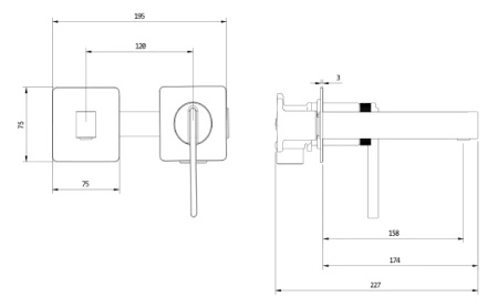 Bateria umywalkowa podtynkowa, chrom