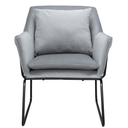 Fotel FLUENCE – tapicerka welurowa, kolor szary