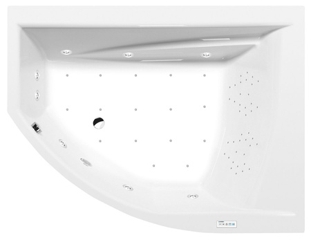 TANDEM R wanna z hydromasażem, 170x130x50cm, Highline Hydro-Air, chrom