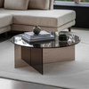 Parioli Glass Coffee Table Charcoal 900x900x325mm