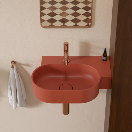 OVO M+ umywalka nablatowa/wisząca - prawa, 55 x 38 cm, teracotta mat
