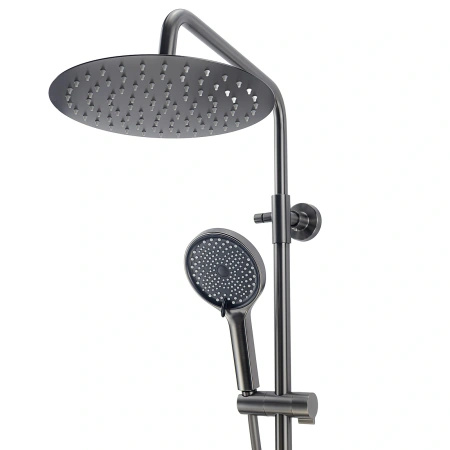 Deszczownica z baterią prysznicową termostatyczną dwufunkcyjną, gun metal