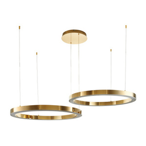 Lampa wisząca CIRCLE 2 60+80 cm - LED, dwa ringi złoty połysk na 1 podsufitce