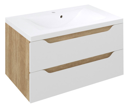 WAVE szafka umywalkowa 79,7x45x47,8cm, biała/dąb Alabama