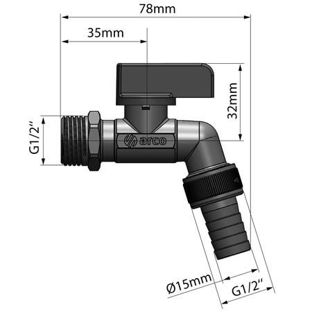 ARCO zawór ogrodowy Nano 1/2"x1/2" D15, anticalc