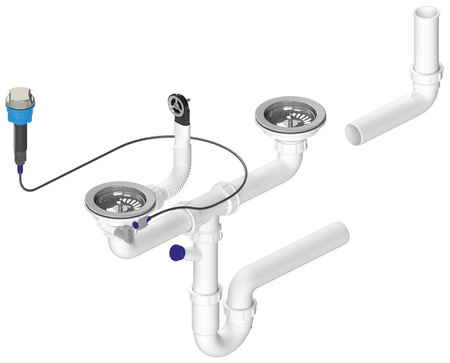 Syfon zlewozmywaka podwójny odpływ