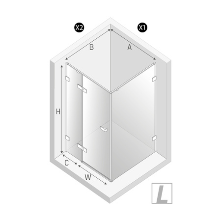 Kabina prysznicowa OXIA COPPER BRUSHED 1D L prostokątna 80x70x200 szkło czyste 8mm Active Shield 2.0