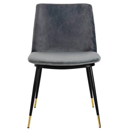 Zestaw 6 krzeseł DIEGO ciemny szary -     welur, podstawa czarno złota
