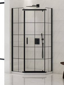 KABINA NEW KOMFORT BLACK PIĘCIOKĄTNA U 90x90x195 CZYSTE 8mm ACTIVE SHIELD