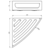 Półka narożna z relingiem do kabiny prysznicowej , 230x75x230 mm, ABS/chrom