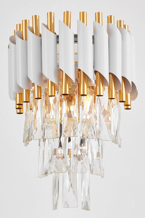 LAMPA ŚCIENNA KINKIET KRYSZTAŁOWY BIAŁO-ZŁOTY MAZINI W2