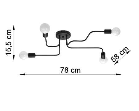 Żyrandol VECTOR 4 czarny