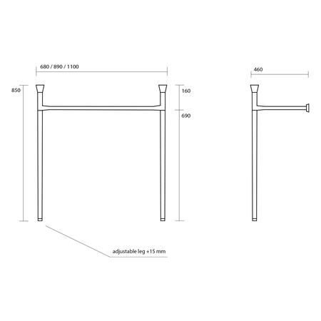 THE NEW YORKER podpora umywalki 120cm, chrom