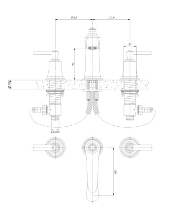 ARMANCE bateria umywalkowa 3-otworowa, chrom połysk