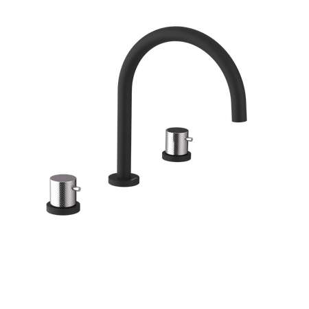 ULTRASAN trzyelementowa bateria umywalkowa bez odpływu, czarny mat/chrom