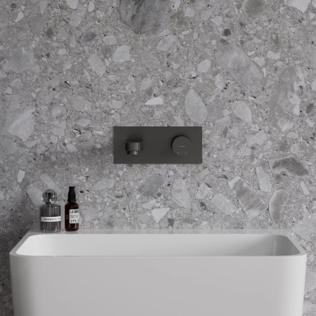 CONTOUR bateria umywalkowa podtynkowa, antracyt szczotkowany
