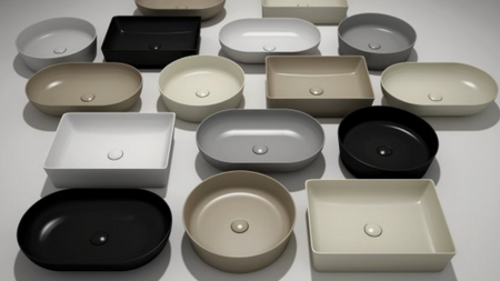 FEELING Umywalka nablatowa okrągła  42 cm szara mat (503) (Wycofywana, starsza wersja rant 12mm)