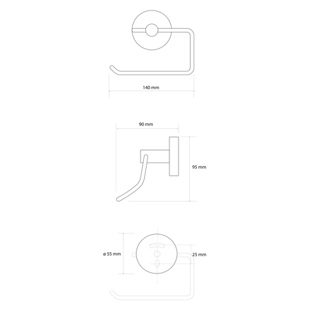 X-ROUND GOLD wieszak na papier toaletowy, złoto mat