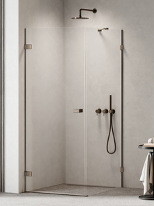 NZ2 Kabina prysznicowa OXIA GUNMETAL BRUSHED 1D L 70x70x200 szkło czyste 8mm Active Shield 2.0