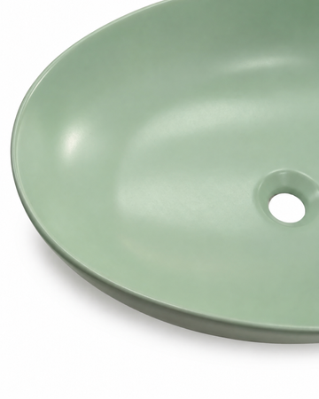 Vitruvit Boat ceramiczna umywalka nablatowa owalna 59,5 x 39,5 cm Green Beryl Mat (wyprzedaż ekspozycyjna)
