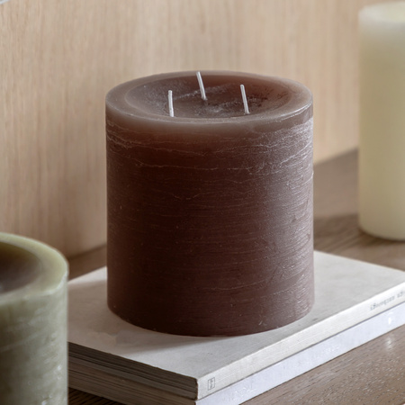 Pillar Candle Rustic Taupe 150x150x150mm