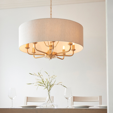 Highclere 8 Pendant Light Vintage Brass