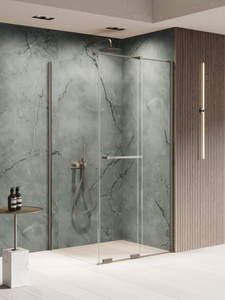 NZ4 Kabina prysznicowa SMART GUNMETAL BRUSHED 1D prostokątna U 160x100x200 szkło czyste 8mm Active Shield 2.0 - UCHWYT RELING