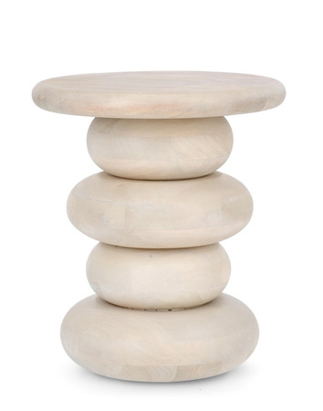 BIZZOTTO Stolik kawowy LOPEZ 40 cm – beżowy, drewno mango, japandi 